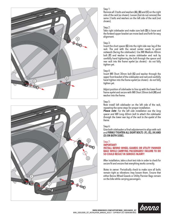 Mini Sideloader Set Installation Manual - Benno Bikes LLC