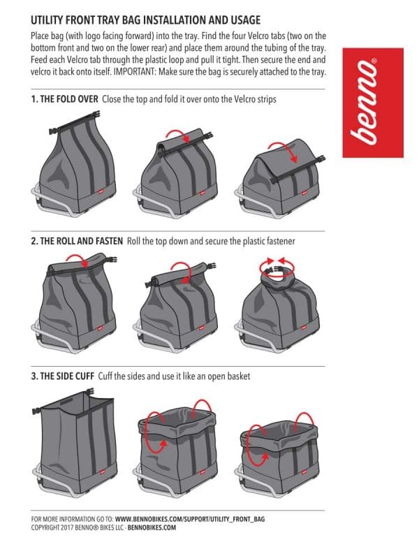 Utility Front Tray Bag - Manual - Benno Bikes LLC